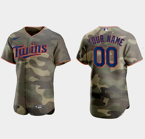 Men's Minnesota Twins ACTIVE PLAYER Custom Olive Flex Base Stitched Jersey